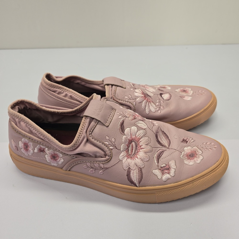 Mark Nason Los Angeles Womens Mauve Pink Leather Embroidered Floral Slipon Shoes